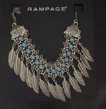 New Rampage Tribal Look Statement Necklace Turquoi