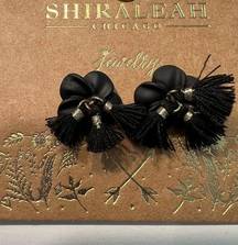 Shiraleah  Fleur Flower Tassel‎ Boho Stud Earrings Black