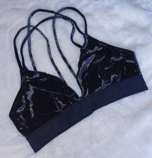 PINK - Victoria's Secret Victoria's Secret PINK Black Strappy Velvet Bralette Size Medium