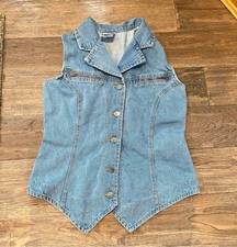 Planet X Jeans Vintage 90s Blue Medium Wash Denim Buttoned Vest Size Medium