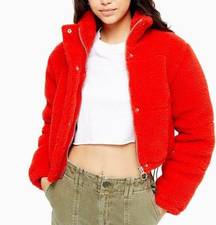 NWT  red borg pad puffer jacket us 4