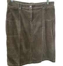 Woolrich women 14 Skirt Cargo Olive A Line Corduroy Zip Pocket knee length