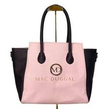 Mac Duggal Women's Pink Black Synthetic Zip Convertible Spacious Satchel Handbag