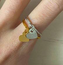 Madewell NWOT  10k gold plated set of two silver and gold dainty heart rings