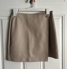 Beige Leather Mini Skirt