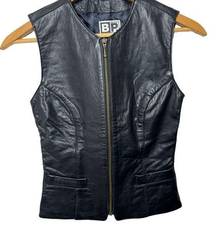 BP Nordstrom Vintage Women's Genuine Leather Vest Black Zip Up 90s Y2K Size XS