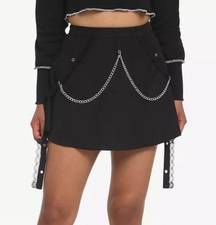 Royal Bones By Tripp NYC Black Chain Grommet Lace Punk Mini Skirt Size Medium