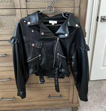 Leather cropped jacket