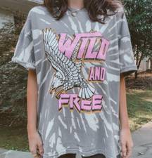 Grey and White Tie Dye Swirl Wild N Free Graphic Tee