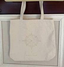 Fringe small canvas tote bag with gold North Star design NWOT