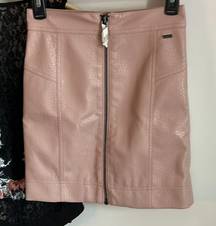 New Armani Exchange Mauve Pink Vegan Snakeskin Leather Textured Zip Mini Skirt