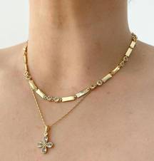 Gold Bar Necklace Tennis Chain