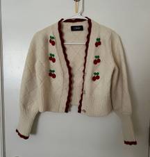 Creme Cherry Cardigan Sweater