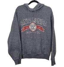 Santa Monica California Route 66 Adult Medium Grey Classic Fleece Cotton Hoodie