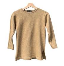 Gold Metallic Shimmer Pullover Jeanne Pierre, small, vintage, slit on both sides