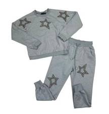 Rehab - Beaded Star Cut Out Sweatshirt & Sweatpant Set in Gray