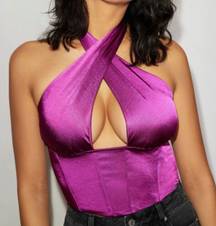 Pink Purple Halter Crop Top