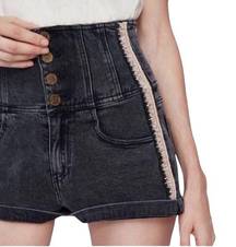 MISS SIXTY Angel Collection High Waist Denim Shorts With Side Bands Size 24