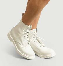 Dr. Martens  Mono White 1460 Smooth PATENT LEATHER LACE UP Combat BOOTS Size 5