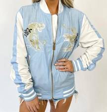 NEW, no tags  - BLUE AND WHITE BOMBER JACKET - NEW NO TAGS