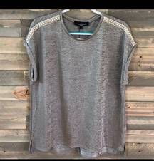 NEW Como Black Gray Pearl Beaded Top