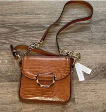 crocodile deep caramel brown bag