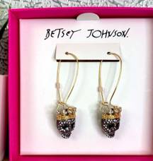 Betsey Johnson Crystals Skull Dangle Earrings