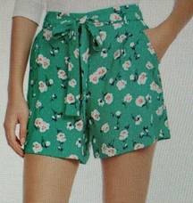 Maison Jules Petal Flurry Self Tie Green Floral Shorts NWT size XXL