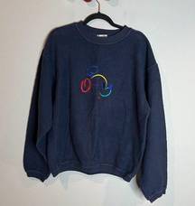 Disney Vintage  navy blue corded embroidered crewneck sweatshirt