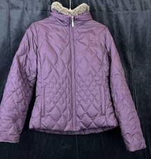 Eddie Bauer  Quilted Goose Down Puffer Jacket Winter Purple Women’s Sz M