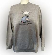 Vintage  Store Eeyore Sweatshirt Sweater Pullover 90s Unisex Medium Gray