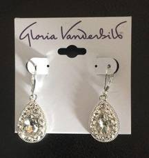 NewGloria Vanderbilt Pear Shaped Crystal Earrings