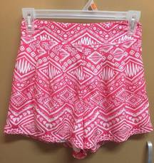 Pink Printed High Waisted Shorts