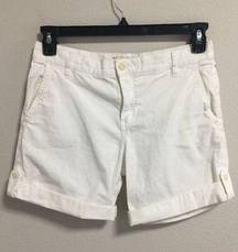 Women's Tory Burch White 100% Cotton Cuffed Chino Casual Beach Shorts Size 28