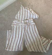 Tillys Cream Black And Orange Thin Stripe Linen Matching Set