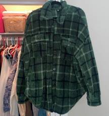 Plaid pace in Sherpa jacket