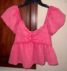 Pink Ruffle Sleeve Top