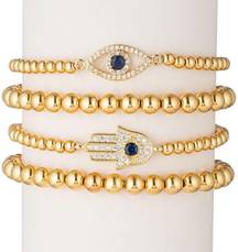 Los Angeles CZ Hamsa & Evil Eye Stretch Bracelet Set