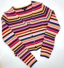 Forever 21  Rainbow Striped Cropped Long Sleeve Sweater size small