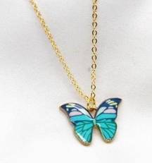 Vibrant Blue Butterfly Necklace