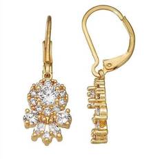 ✨ Gold Tone Cubic Zirconia Floral Drop Earrings✨