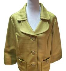 . Avocado Green Button Front 3/4 Sleeve Women's Blazer / Jacket Size 12