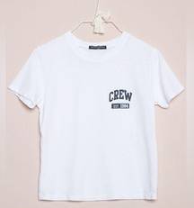 Brandy Melville Vintage  Short Sleeve "Crew" Graphic Tee - White/Navy