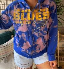 St Louis Blues Custom One Of A Kind Reverse Dyed Bleach Washed Spellout Jacket