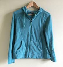 REI Groundbreaker Fleece Jacket Hooded Full Zip Up Blue Womens Size XS Athletic