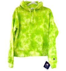 Champion NWT  Hoodie Neon Green Tie Dye Crush Relaxed Fit Small