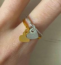 Madewell NWOT  10k gold plated set of two silver and gold dainty heart rings