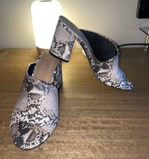 Snakeskin Mule Heels