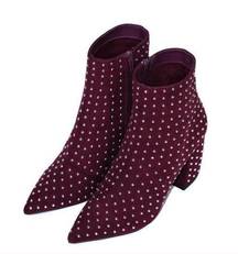 Burgundy Studded Booties