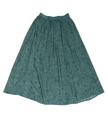 Green Pleated Midi Skirt